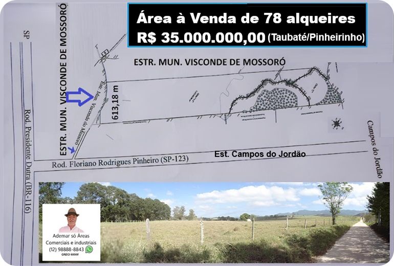 Área de 78 alqueires em Taubaté